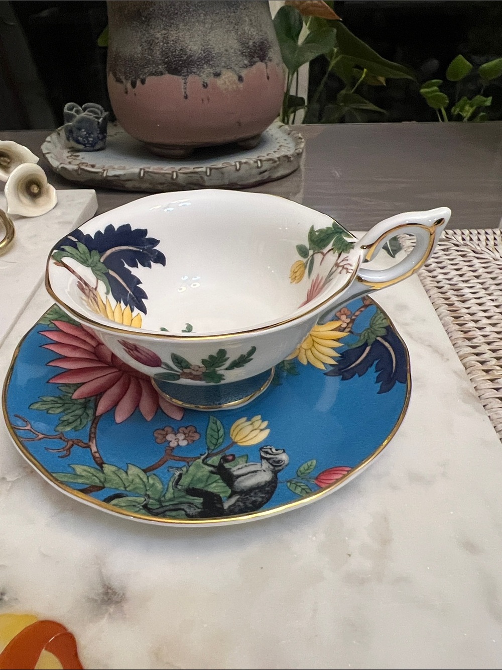 Wedgwood Teacup and Saucer - Elegant Floral Pattern